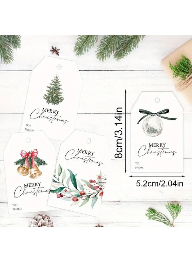 Christmas Gift Tags 60pcs With Jute Twine Bell Design Premium Paper Holiday Labels - Image 3